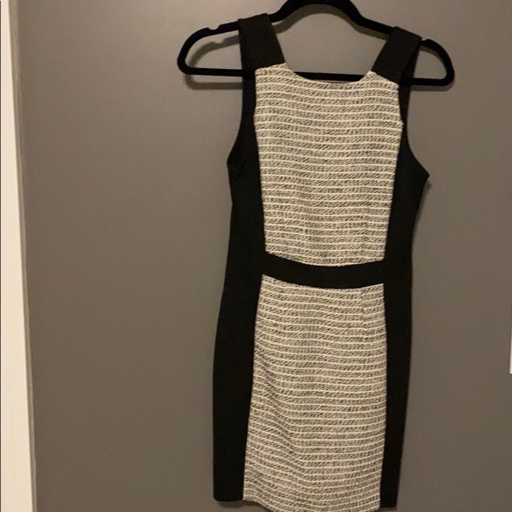 BCBG black dress with metallic detail